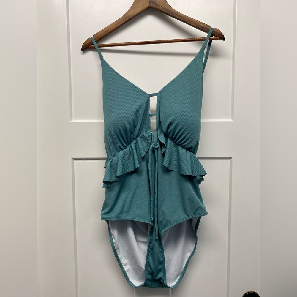 ✅Shein one piece moss green bathing suit